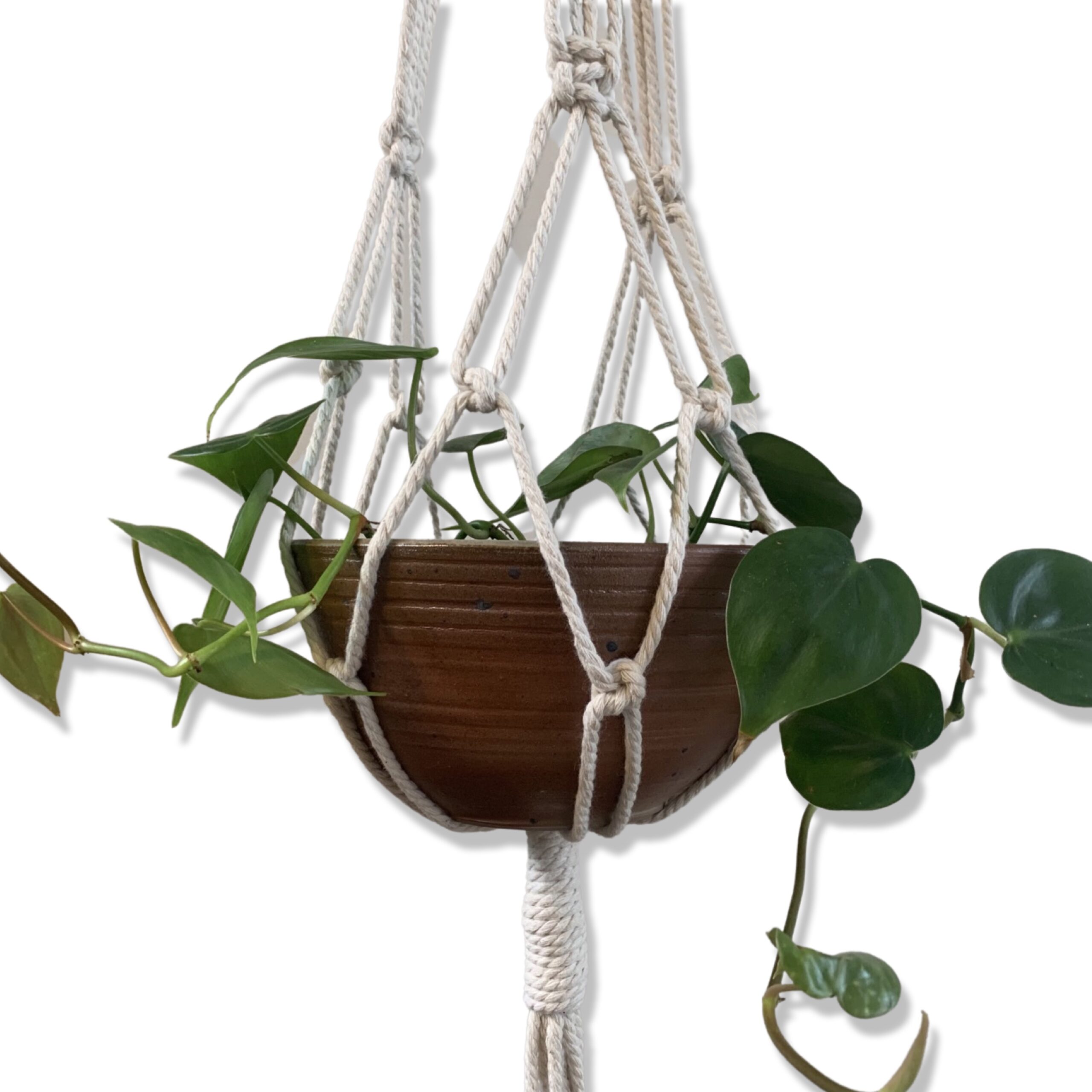 Macramé Plantenhanger XL - Gebroken Wit - Katoen - Handgemaakt - Diverse lengtes