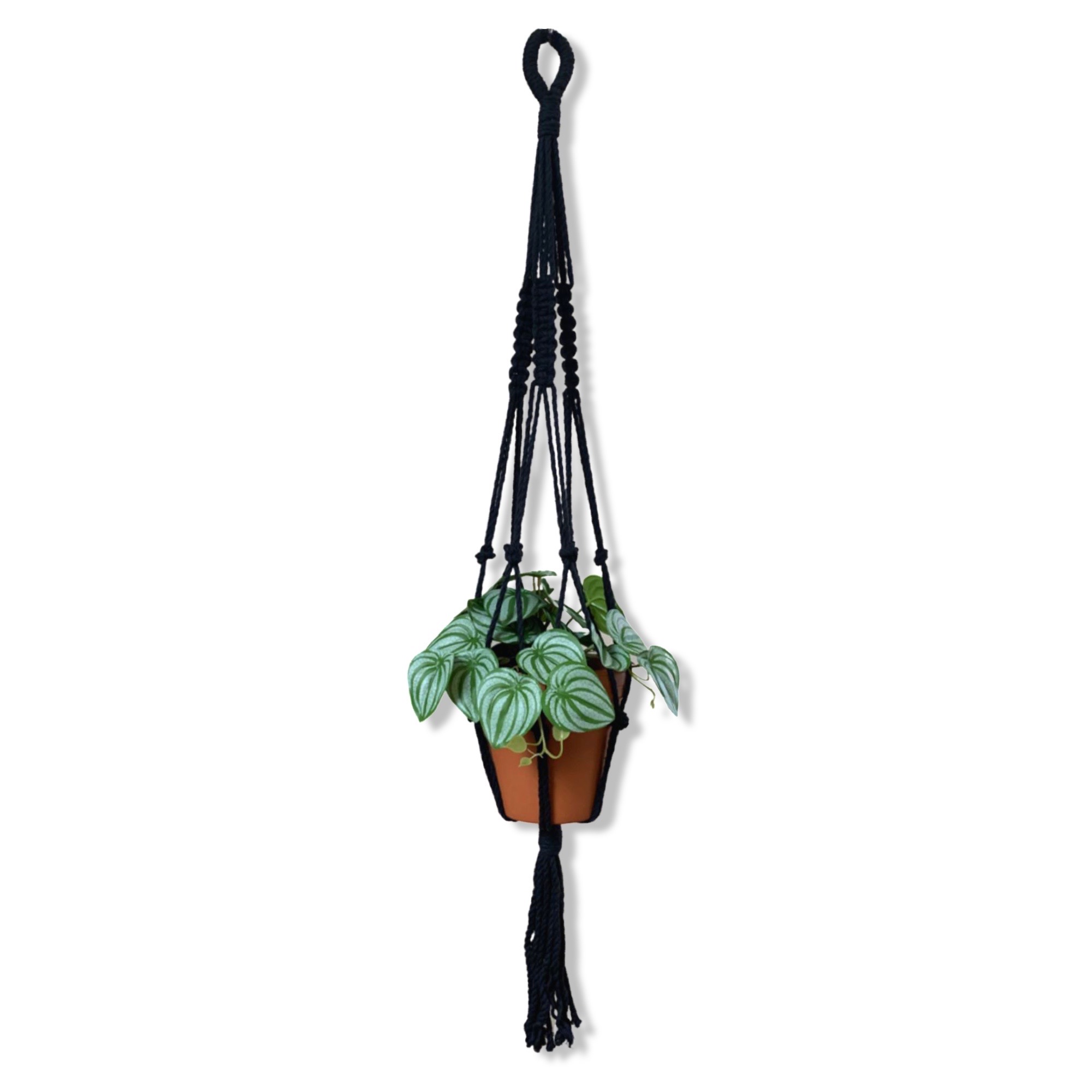 Macramé Plantenhanger Zwart - Square Knot