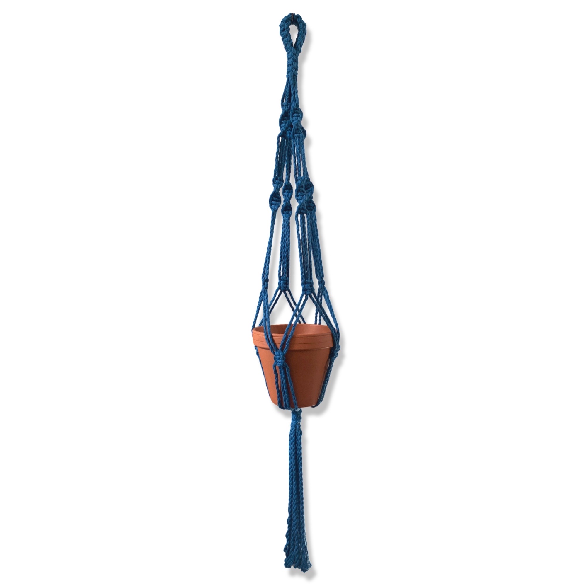 Macramé Plantenhanger Punky blauw