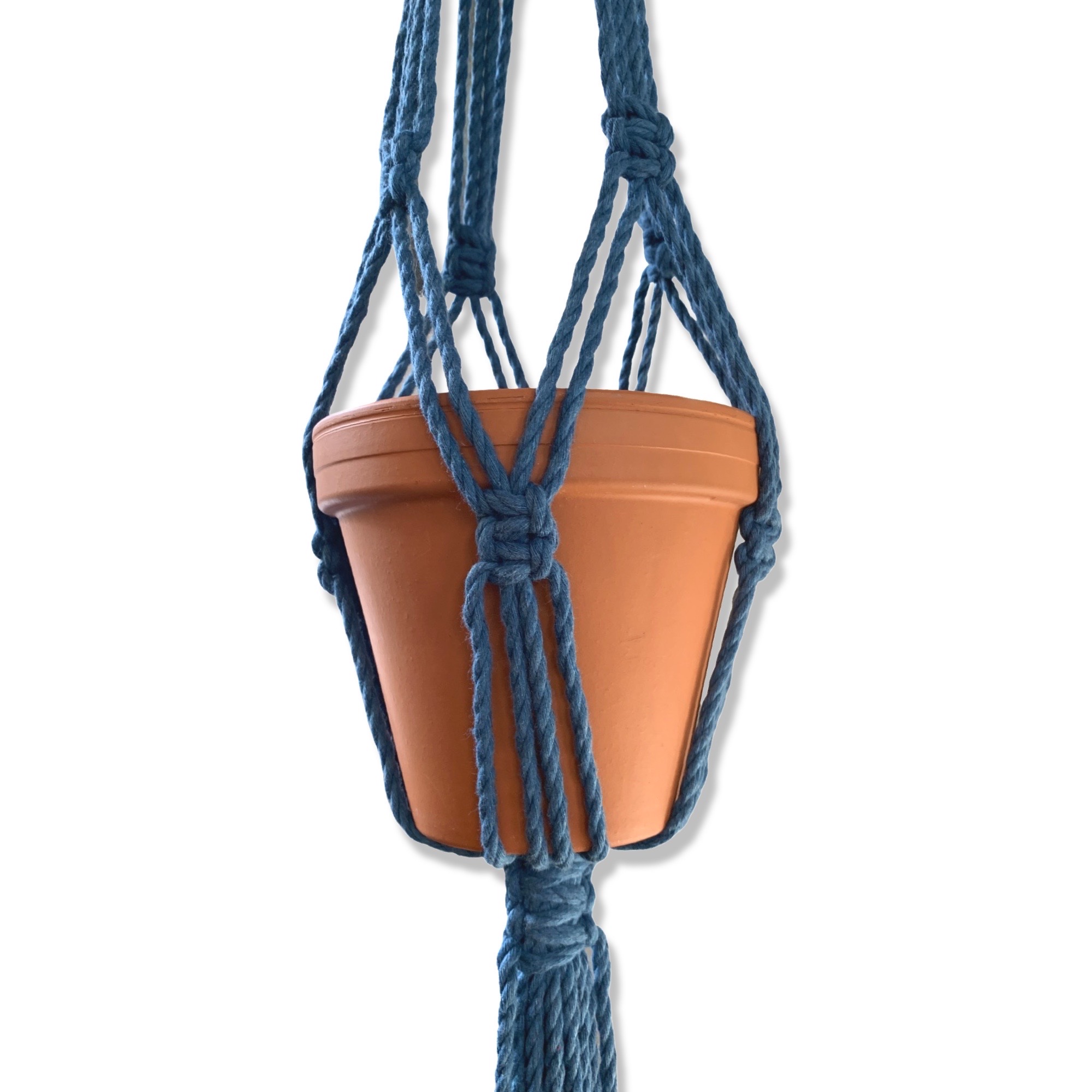 Macramé Plantenhanger Punky blauw