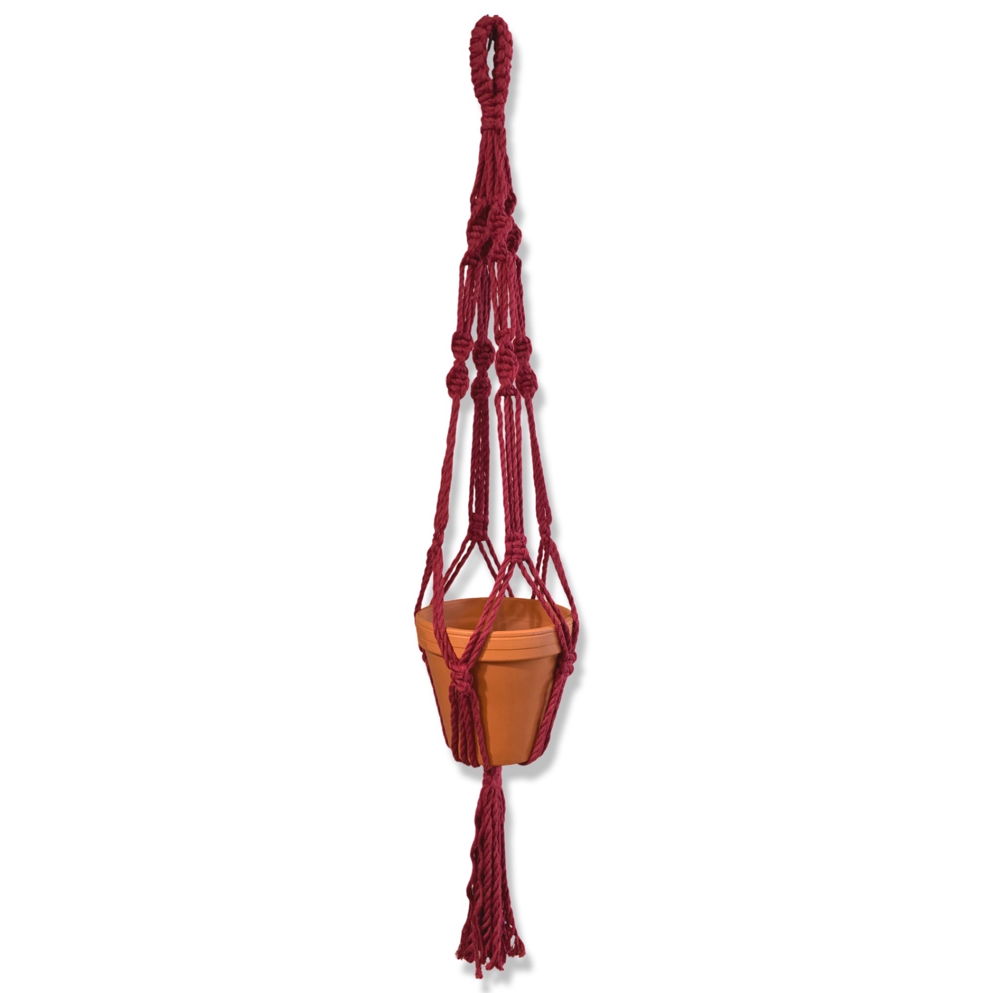 Macramé Plantenhanger Punky Bordeaux Rood