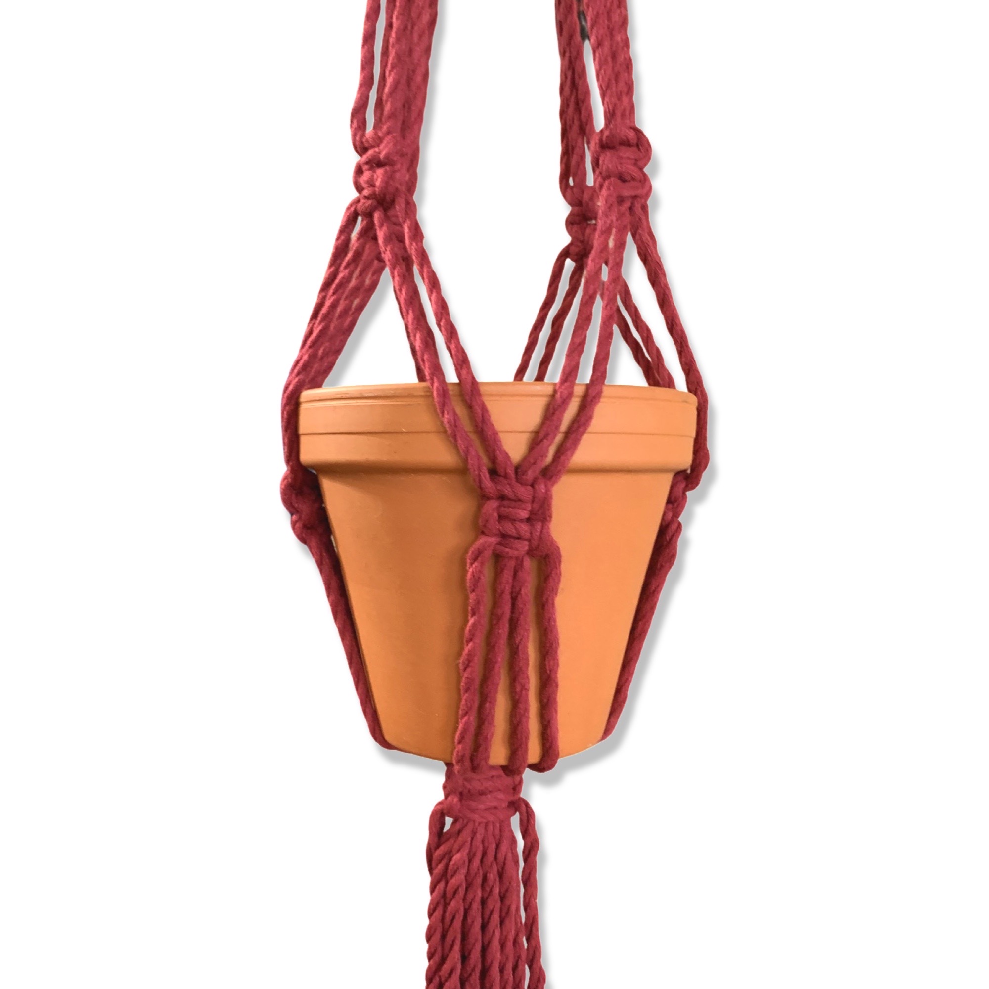 Macramé Plantenhanger Punky Bordeaux Rood