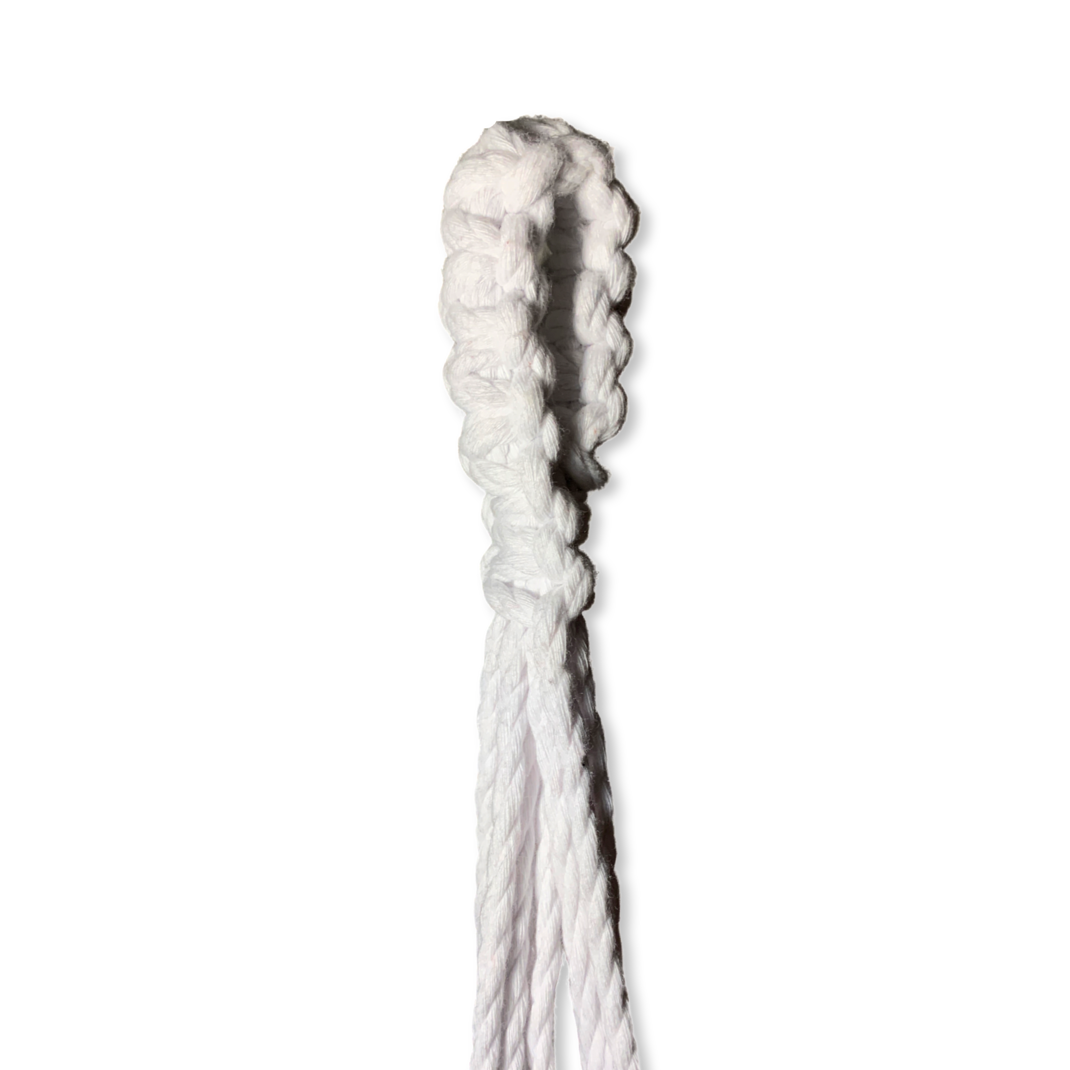 Witte Macramé plantenhanger 'Boho' van 100 cm lang, geschikt voor potten met een diameter van 10cm t/m 25cm.