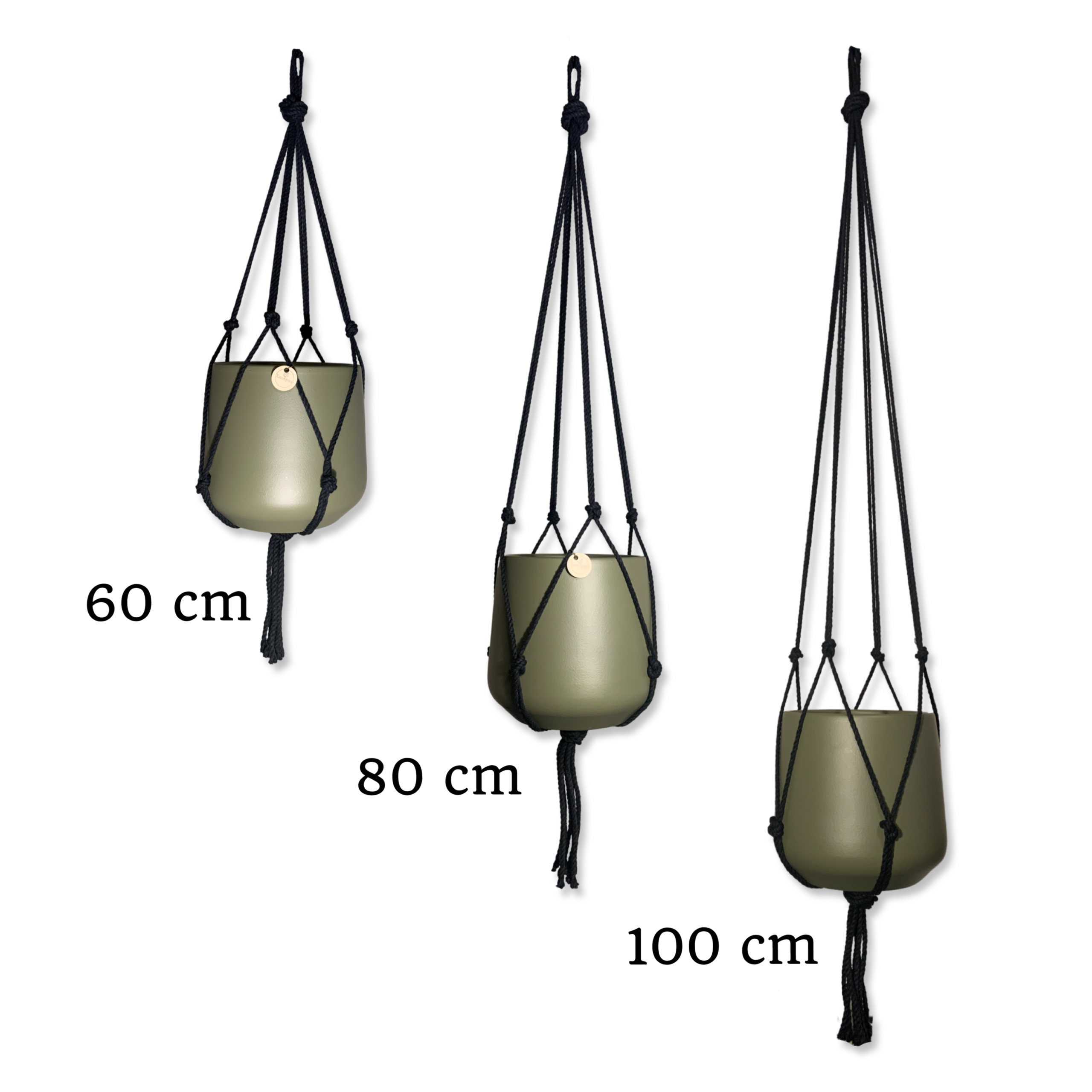 Set van 3 plantenhangers zwart