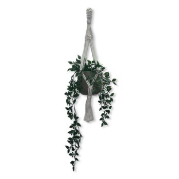 Gebroken Wit/Ecru/Naturel  Macramé Plantenhanger 'Funky' van 75 cm lang.